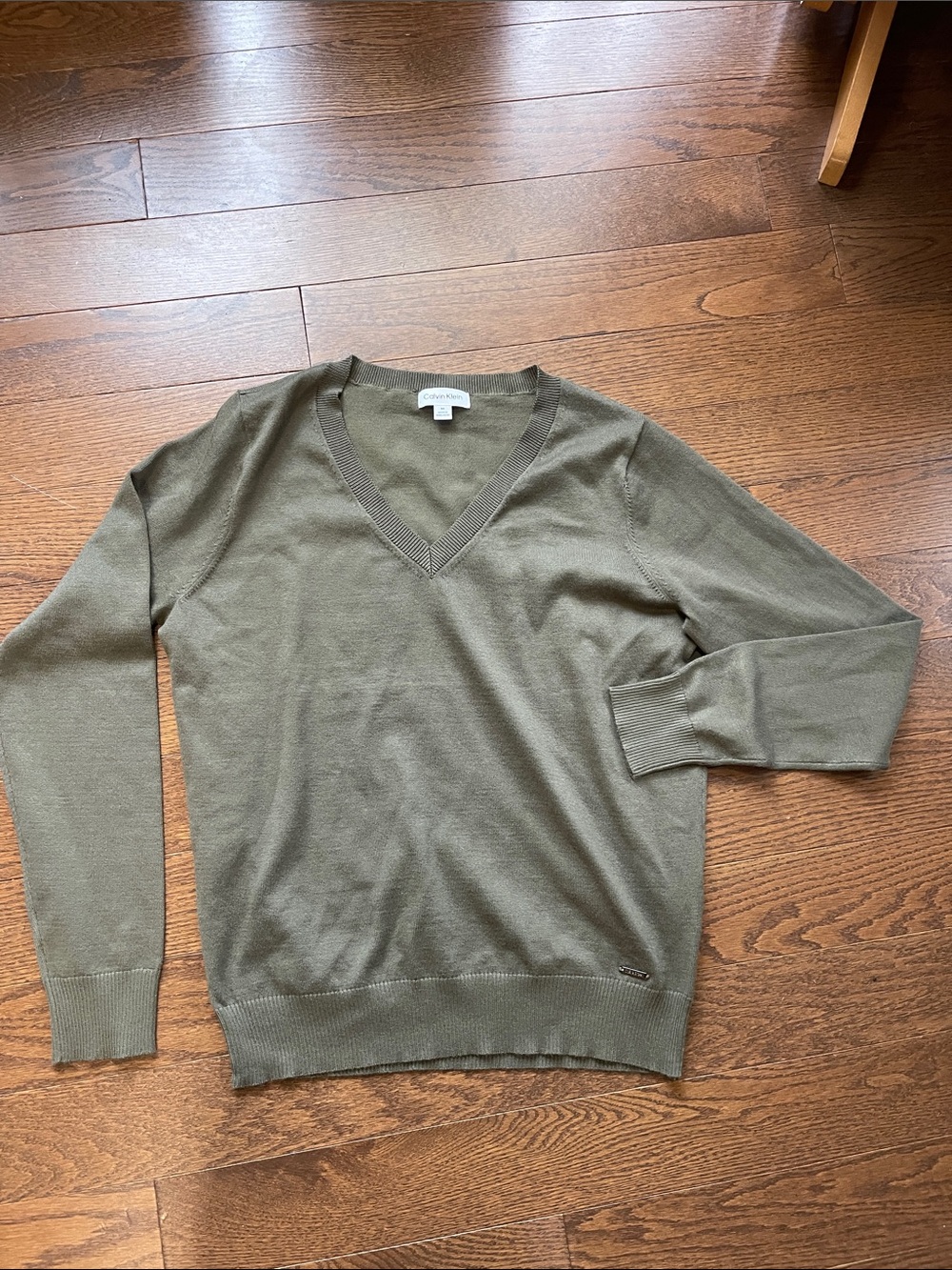 Calvin Klein Women's Olive V-Neck Sweater, NWOT